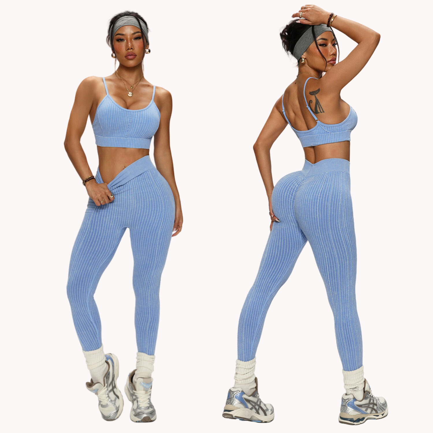 Running Gear Winter - Women's Seamless Yoga Pants Set Sand