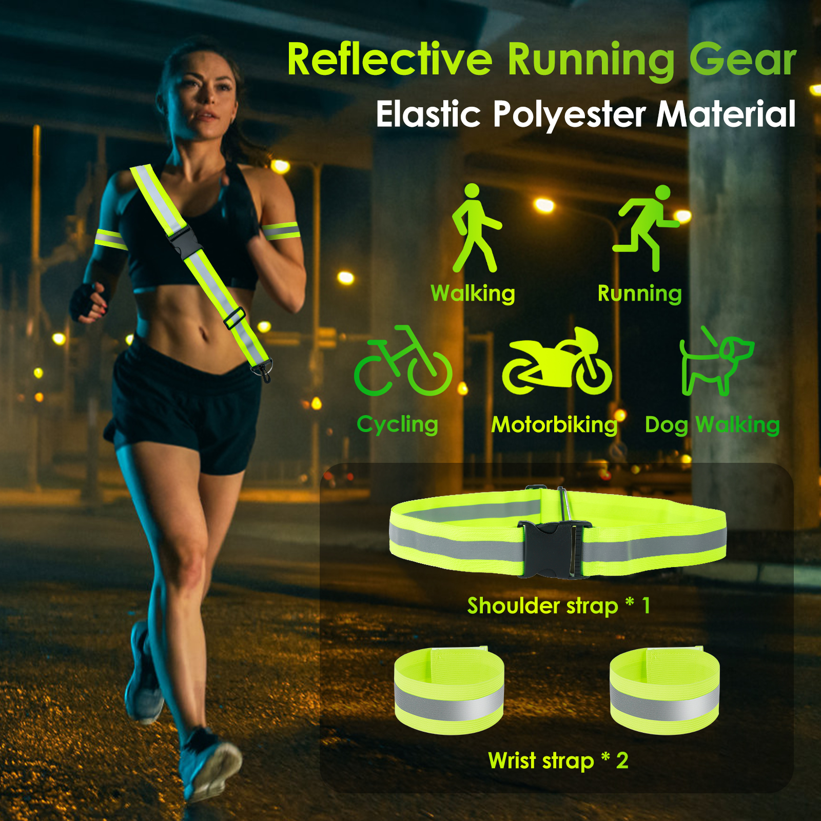 3pcs Reflective Sash for Walki - Running Gear At Night avis et prix